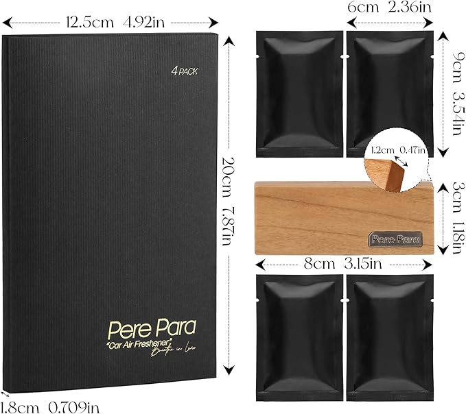 4 Refreshing Scent Bags Wood Car Air Freshener Vent Clip (Burlywood, Misty Grove)- Natural Scent Diffuser for Car, Truck & SUV with Premium Essential Oil Starter Kit Gift for Men & Women