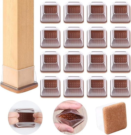 Ezprotekt Chair Leg Floor Protectors for Hardwood Floors, Felt Furniture Pads, Silicone Felt Furniture Leg Pads Caps Covers for Table Desk Sofa No Scratches and Reduce Noise (M Fit: 0.75" - 1")