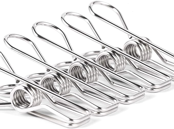 Heavy Duty Clothes Pins for Hanging Clothes, Stainless Steel Clothespins for Landry, Metal Clothes Clips, Clothes Pegs
