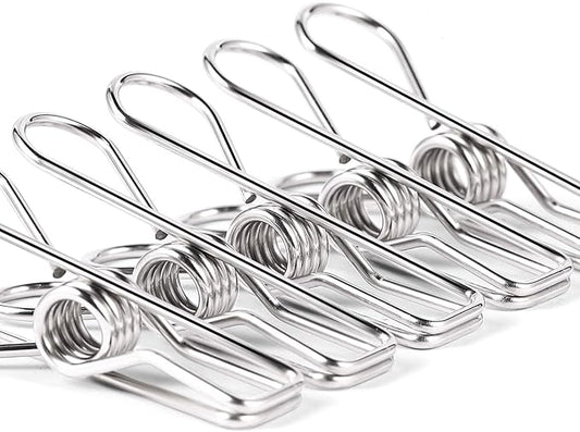 Heavy Duty Clothes Pins for Hanging Clothes, Stainless Steel Clothespins for Landry, Metal Clothes Clips, Clothes Pegs
