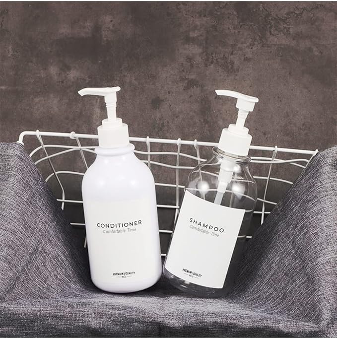 3 Pack of Shampoo and Conditioner Bottles - Apothecary Dispenser Bottle for Bathroom and Kitchen, Refillable Shampoo Bottles for Shampoo Lotion Oil Shower Soap Hand Soap and Dish Soap (Clear)