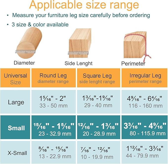 32 Pcs Chair Leg Protectors for Hardwood Floors, Silicone Felt Furniture Leg Cover Pad for Protecting Floors from Scratches and Noise, Smooth Moving，Small(Fit Round Diameter：5/16" to 1-5/16")