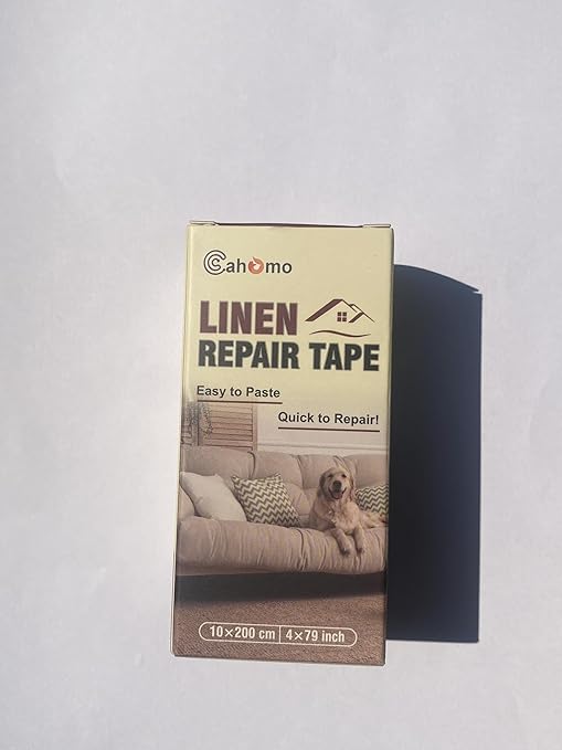 Linen Repair Tape 4x79 inch, Self Adhesive Fabric Patches, Linen Patch Tape Kit, Fabric Repair Tape for Couch Sofas, Headboards, Chairs, Pillows, Curtains, Couches - Dark Red