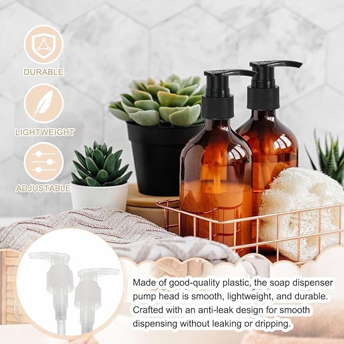 uxcell 8 Pcs Soap Dispenser Pump Heads Soap Dispensers Top Pumps Replacement Switch Pumphead for Standard 24/412 Neck Size Lotion Shampoo Bottle, Transparent