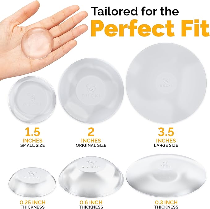 Ducki Door Stop Wall Protector | Self Adhesive Door Knob Wall Protectors from Door Knobs | Rubber Door Stoppers for Wall Damage & Noise | Durable, Shock Absorbent & Discreet | 4 Pack Clear Door Stops