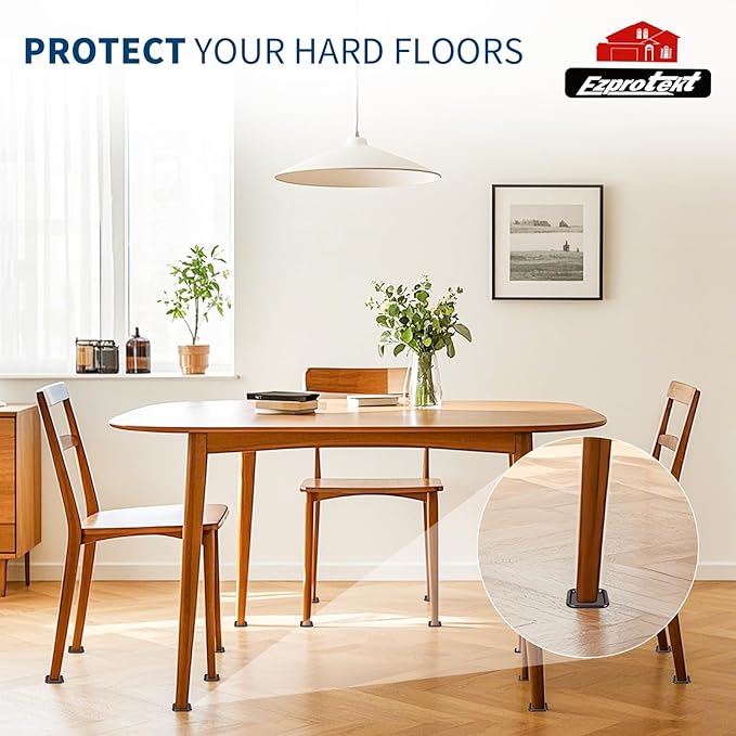 Ezprotekt 2 1/2" Square Non Slip Furniture Pads with Drip Glue Non-Woven Fabric Bottom, 16 Pcs Anti Skid Furniture Coasters Cups Floor Protectors for Bed, Sofa, Table, Chair, Cabinet, Brown/Black