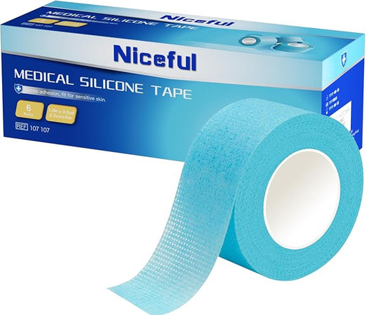 6 Rolls Silicone Medical Tape for Wound Care - 1" x 5.5 Yard Waterproof Medical Tape for Skin, Surgical Tape for Secures Dressings and Gauze