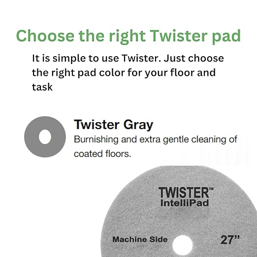 Diversey DD800430 TASKI Twister Intellipad Diamond Coated Floor Machine Cleaning Pad, Made in USA, Burnish to High Super Gloss Finish, Grey/Brown, 27-inch (Pack of 2)