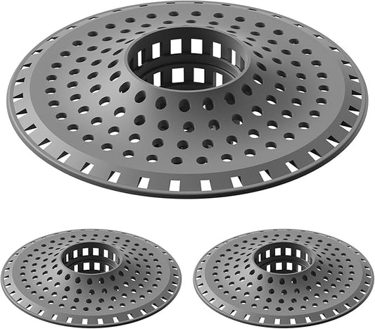 Bathtub Drain Hair Catcher,Silicone Tub Hair Catcher Drain Protector,All-in-one Shower Hair Drain Catcher Strainer for 1.48'' to 1.76'' Regular Drains, 3PCS