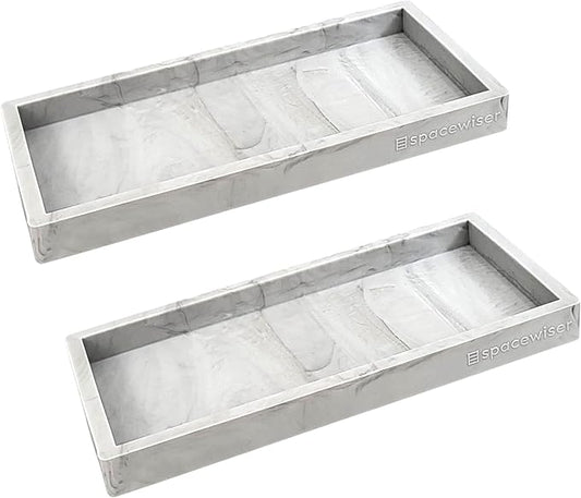 Countertop and Vanity Tray - 2 PC Small 7.7" Silicone Bathroom Trays, Kitchen Soap Tray, Dish Sponge Soap Holder Kitchen Sink Organizer Caddy, Bathroom Counter Trays for Lotion Dispenser