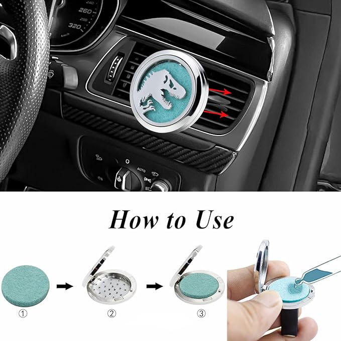 AZNECK Car Essential Oil Diffuser Vent Clip Car Diffuser Vent Clips Skull Dinosaur Air Freshener 10 Felt Pads Car Accessories for Women Gifts