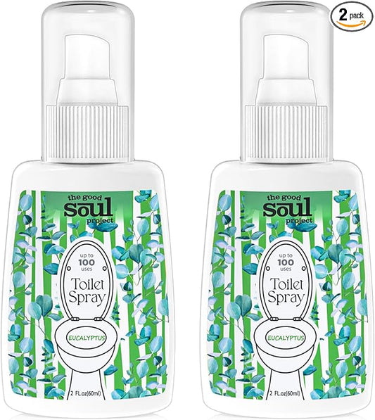 Toilet Spray, Eucalyptus, Bathroom Odor Deodorizer, 2Oz Each Travel Size Air Freshener, 2 Count