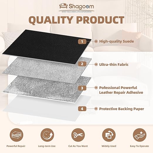 Suede Repair Patch, 17X79 Inch Fabric Large Repair Tape, Self-Adhesive Patches for Furniture, Sofa, Car Interior, Shoes, Hand Bag, Clothing (Coffee, 17X79 Inch)