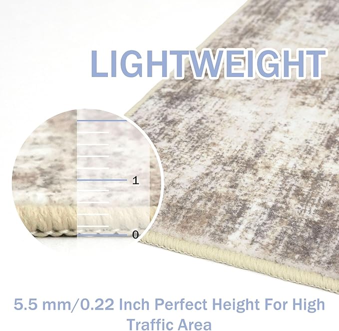 IOHOUZE Abstract Runner Rug 3x16 Ft Long Washable Runners for Hallways, Non Slip Kitchen Runner Printed Faux Wool Entryway Runner Indoor, Modern Abstract Floor Carpet for Hall Stair, Beige Brown