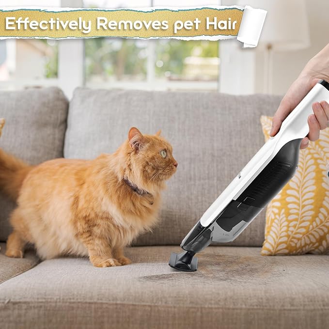 Handheld Vacuum Cordless,15KPA High Power Suction,USB Quick Charge,Car Vacuum Cleaner with Storage Dock,Lightweight Rechargeable Dust Buster with Crevice Tool Pet Brush Hand Vac for Home,White