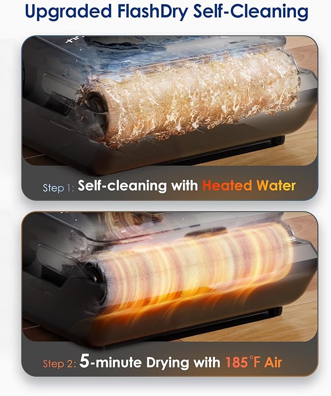 Tineco Floor ONE i6 Stretch Wet Dry Vacuum Cleaner, Vacuum & Mop All in One, 20kpa Powerful Suction, Up to 40 Minutes Runtime, 180° Lay-Flat, Anti-Tangle Design, Full-Path Self-Cleaning&185℉ Flashdry