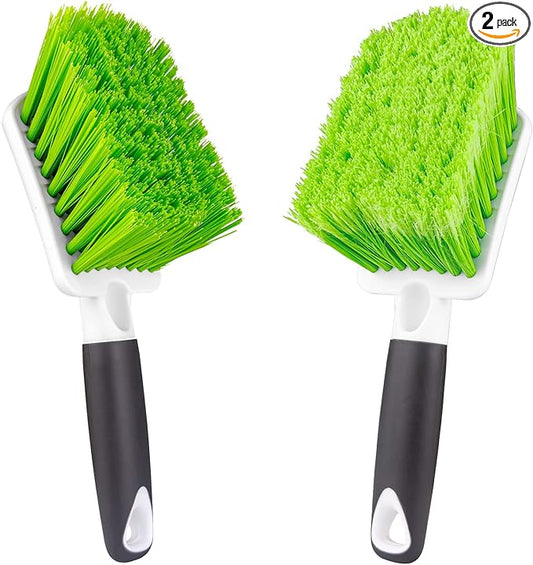 ITTAHO 2 Pack Car Wash Brush, Tire Brush for Cleaning Tires, Soft & Stiff Bristle Wheel Cleaner, Car Cleaning Supplies for Wheels, Rims, Carpet, Truck, SUV, Moto, RV, Motorcycle
