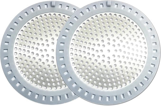 2PCS Shower Drain Hair Catcher, Shower Drain Strainer, Stainless Steel with Silicone Edging, 4.75 Inch Diameter