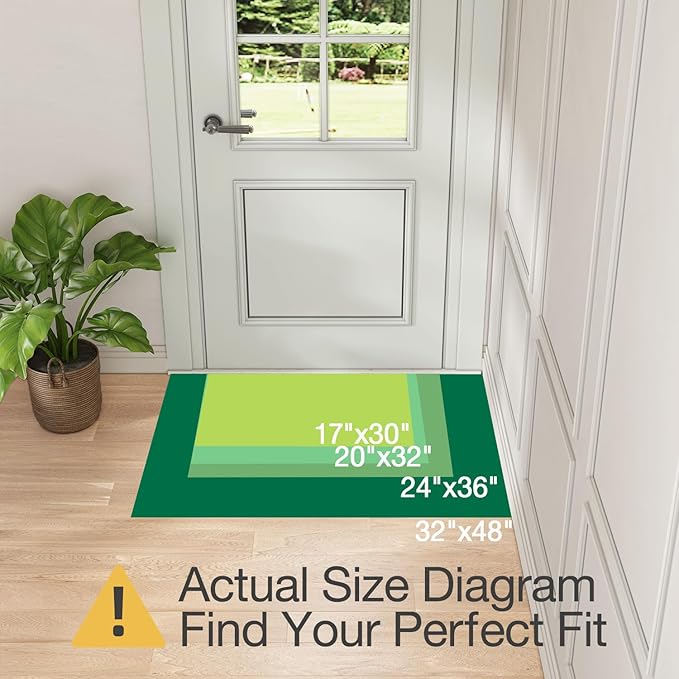 LUMI Ultra Thin Door Mat for Entryway, 24"x36" Low Profile Non Slip Rubber Backing Indoor Doormat, Easy Clean Welcome Entrance Mat for Inside House, Patio, Khaki