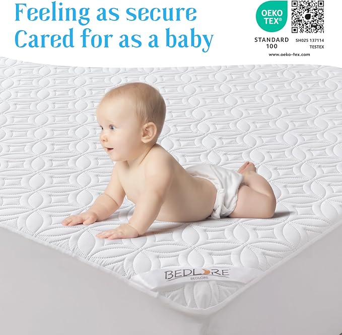 BEDLORE Waterproof Mattress Protector, Full Size Mattress Pad with Deep Pocket 6"-15" Depth, Soft Breathable Double Bed Mattress Cover for Bedroom, College Dorm, Hotel (White)