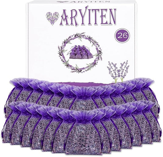 20 Pack Lavender Sachet Bags, 100% Natural French Dried Lavender Sachets for Drawers and Closets, Strong Smell Fragrance Fresh Scents Home