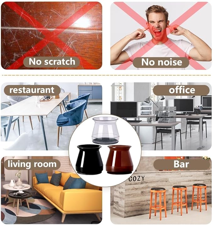 40 Pack Extra Small Chair Leg Floor Protectors Silicone Covers to Protect Floors Universal XS Clear Fit (8/16"-15/16")