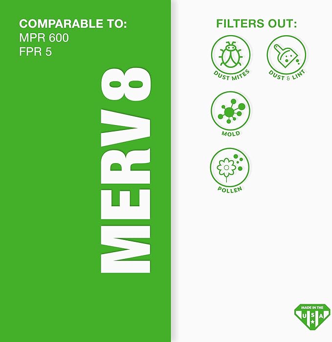Aerostar 14x30x1 MERV 8 Pleated Air Filter, AC Furnace Air Filter, 6 Pack (Actual Size: 13 7/8" x 29 7/8" x 3/4")