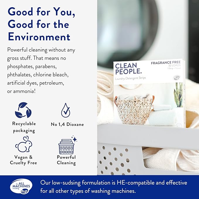 The Clean People Lavender Laundry Detergent Sheets - Laundry Soap - Ultra Concentrated, Recyclable Packaging, Stain Fighting - Lavender, 96 Pack