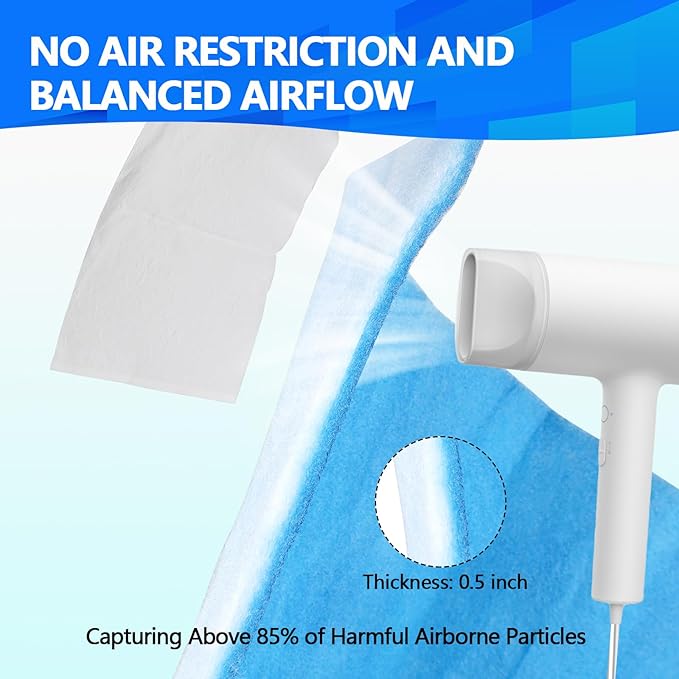 16" x120" Air Vent Filters, Cut to Fit Air Filter (65+ Filters), MERV 8 Triple Vent Filter for Home Floor, Ceiling, RV, HVAC Furnace Vents, With Adhesive Hook Tape and Installation Tape