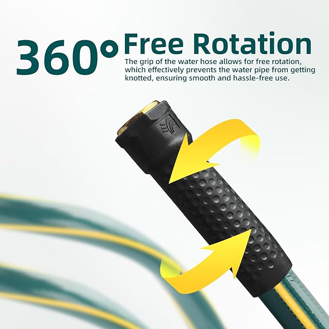 Solution4Patio Long Leader Green Garden Hose 3/4 in. x 100 ft. -Kink Free, Leakproof, Brass/Aluminum Male/Female Fittings -Heavy Duty Durable Flexible Lightweight Water Pipe for Household & Commercial