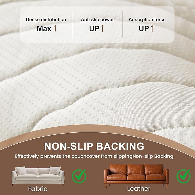 OTOB Couch Cover for Dogs Washable, Non Slip Plush Fuzzy Sofa Covers for 3 Cushion Couch All Seasons, Kids Pet Friendly Soft Cozy Furniture Protector Sofa Slipcovers (Beige, 27.6" x 82.7")