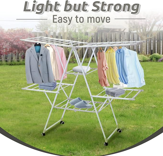 Gullwing Laundry Drying Rack, Space Saving Indoor & Outdoor Use, 61.81' x 22.84' x 51.18'