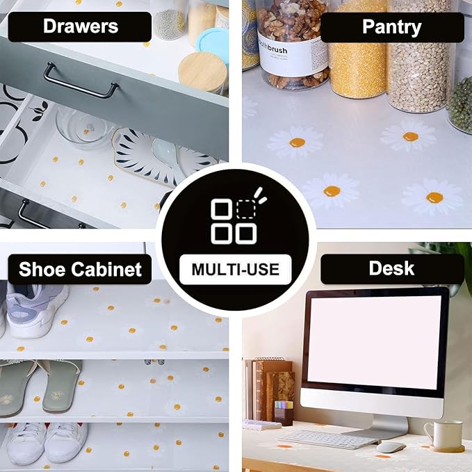 INNOLITES Shelf Liners for Kitchen Cabinets, Non Adhesive Drawer Cabinet Liner, Waterproof Oil-Proof Non-Slip Shelf Liner for Kitchen Pantry Refrigerator 17.7" x 78.7"