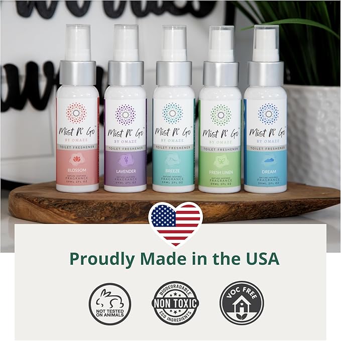 Mist N’ Go by Omaze Travel Bathroom Spray for Toilet Spray Odor Eliminator - Travel Toilet Spray for Bathroom Air Freshener Spray for Bathroom Deodorizer - Dream Regular Size (2oz x1)