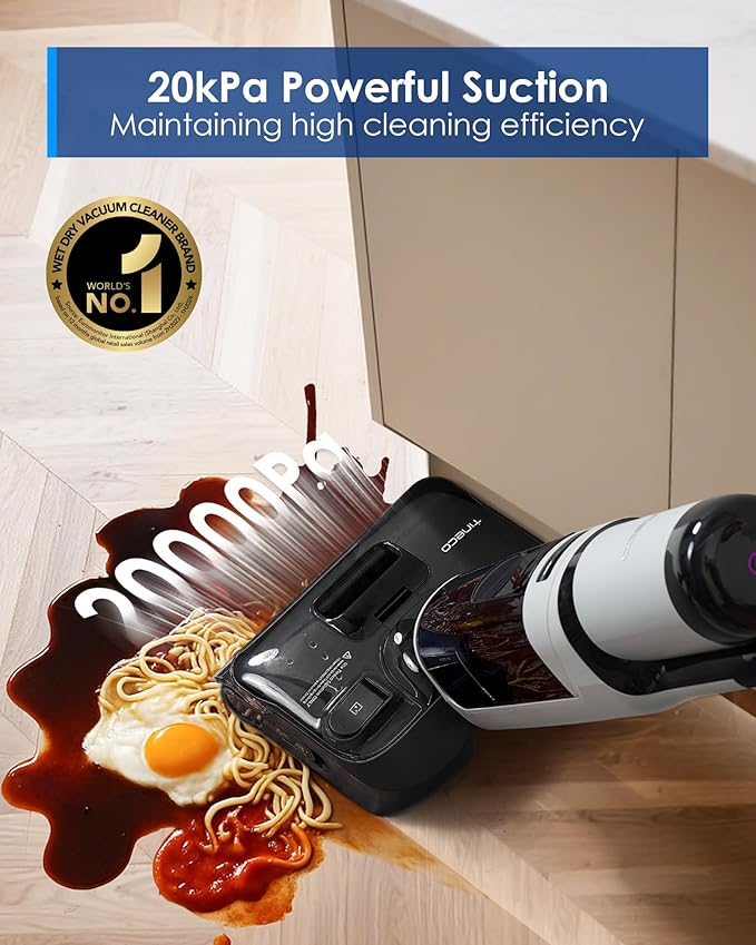 Tineco Floor ONE i5 Stretch Wet Dry Vacuum Cleaner, Vacuum & Mop in One Step, 20kpa Powerful Suction, 180° Lay-Flat Design, Anti-Tangle Design, Dual-Sided Edge Cleaning, Up to 30* Minutes Runtime