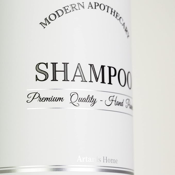 Clear Refillable Shampoo and Conditioner Bottles - Body Wash, Shampoo and Conditioner Dispenser - PET Plastic Shampoo Bottles Refillable with Pump - Waterproof Labels - 16 oz, 3 Pack (White Plastic)