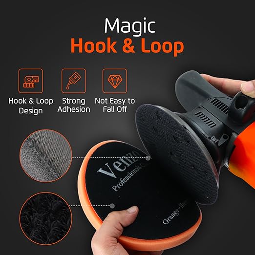 Venzo 6 Inch Buffing Polishing Pads, 5 Pcs 6.5" inch Front Side for 150mm Backing Plate, Buffing Polishing Kit, Cutting, Polishing & Waxing Pads for Car Buffer & Polisher