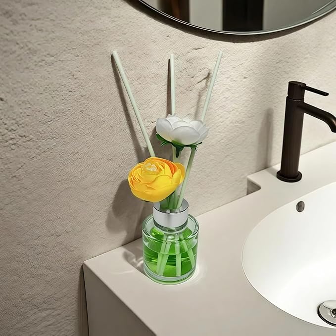 2 PCS Reed Diffuser Bottles Empty, 10Pcs Reed Diffuser Stick, Diffuser Bottle Capacity 50ml (1.7oz) Diffuser Stick 3.5mm-190mm, Suitable for Home, Hotel, Restaurant, Office Aromatherapy Tasks
