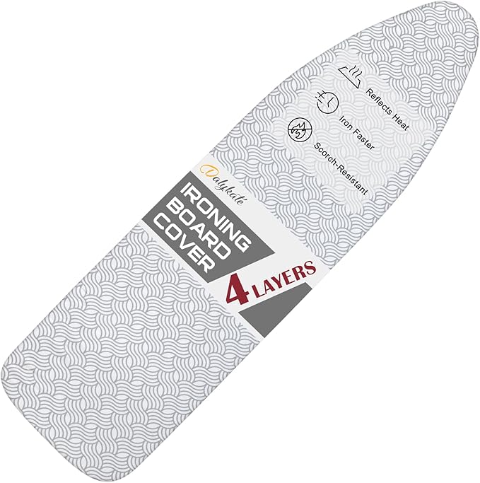 Extra-Wide Ironing Board Cover and Pad Replacement with Scorch and Stain Resistant Thick Padding and Elasticized Edge 18" x 49" Ironing Board Covers 4 Fasteners and 1 Protective Scorch Mesh Cloth
