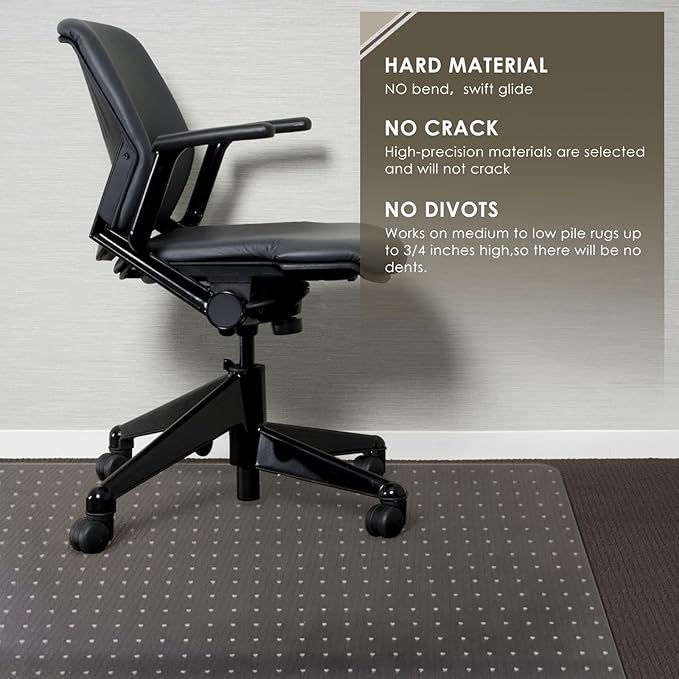 Azadx Heavy Duty Office Chair Mat for Carpet 51" x 63" Hard Material Chair Mat for Carpeted Floor Slip Resistant Carpet Protector for Home Office Easy Glide Desk Floor Mat for Office Chair on Carpets