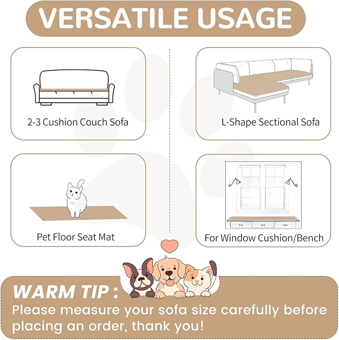 OTOB Couch Cover for Dogs Washable, Non Slip Plush Sofa Covers for 3 Cushion Couch, Fuzzy Pet Friendly Mat Bed Furniture Protector Sofa Slipcover, All Seasons (Coffee, 27.6" x 70.9")