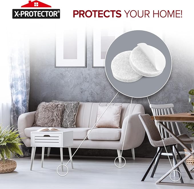 Felt Furniture Pads X-PROTECTOR 133 PCS - Premium Furniture Pads for Hardwood Floors - White Felt Pads for Furniture Feet - The Best Chair Leg Floor Protectors - Protect Your Hard Floors!