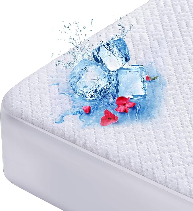 Cooling Waterproof Mattress Protector Full Size, Mattress Cover 3D Air Fabric Mattress Pad Cover Smooth Soft Breathable Noiseless, 8''-21'' Deep Pocket