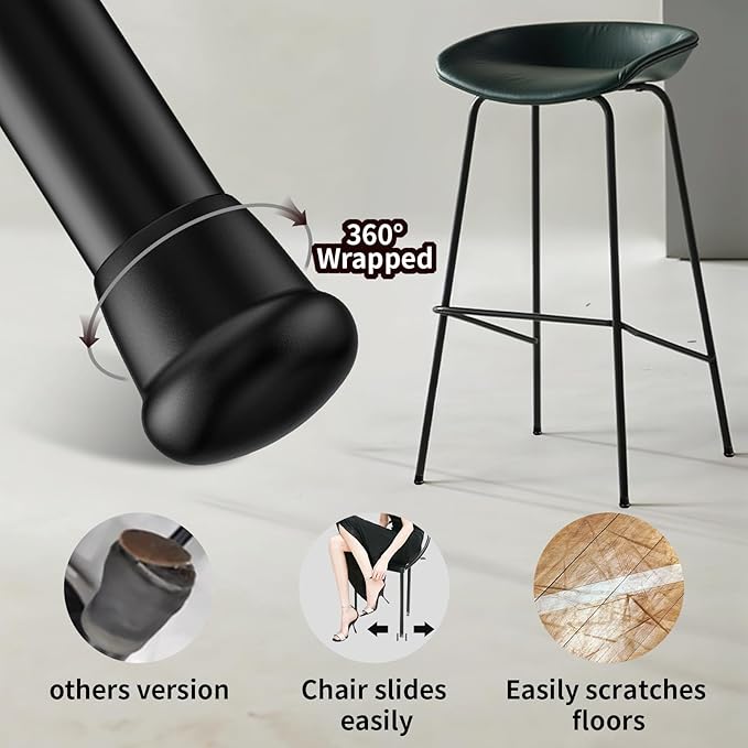 1 Inch Heavy Duty Rubber Chair Leg Caps - 8 PCS Non-Slip Furniture Floor Protectors with Metal Inserts for Wood, Tile, Carpet - Fits Chairs,Stools,Bar Stools