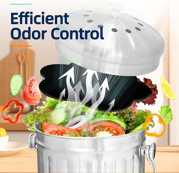 Trash Can Odor Absorbing Filters: Activated Charcoal Deodorizer Sheet for Kitchen Trash Can, Compost Bin, Diaper Pail, Garbage Can - Air Freshener - 12 Replacement 6.7" Flower Shape