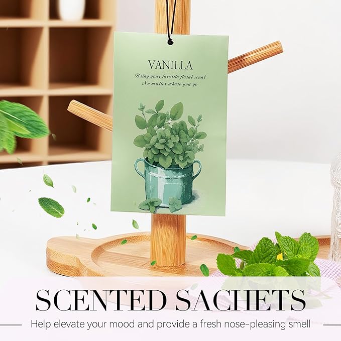 Vanilla Scented Sachet Bags - 12 Pack Closet Freshener Odor Eliminator, Long Lasting Home Fragrance for Drawers, Wardrobes & Cars, House Smell Good Products, Air Freshener for Closet
