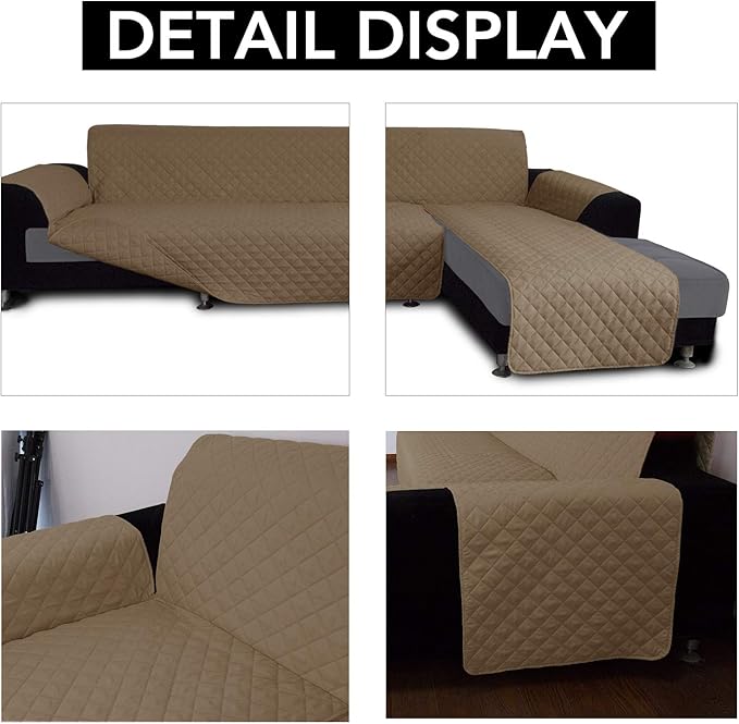 Easy-Going L Shape Sofa Slipcover - Sectional Couch Cover With Chaise Lounge - Reversible Furniture Protector for Pets, Kids, Children, Dogs, Cats (Small, Camel/Camel)
