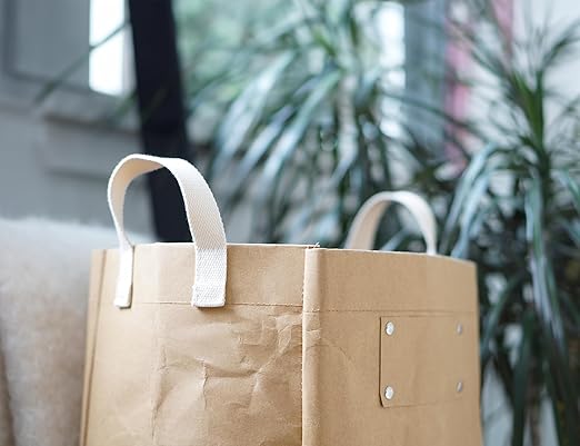 Deeablo New York Sustainable Reusable, Highly Versatile, Washable Paper Bag for Recycling, Multipurpose Recycling Basket, Recycling Bag, Laundry Basket (Brown)