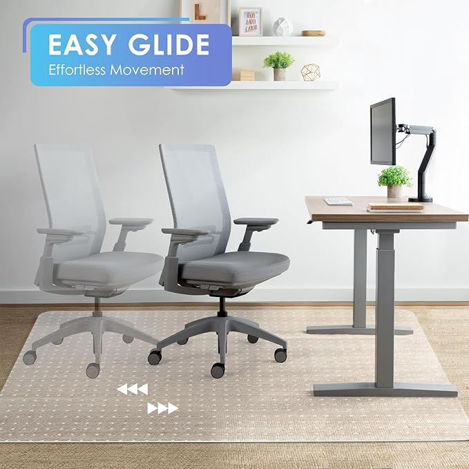Vicwe Large Office Chair Mat for Carpeted Floors，63"X51" Rectangle Desk Chair Mats with Studs for Low and No Pile Carpeted Floors, Easy Glide Computer Desk Chair Mat for Home & Offices