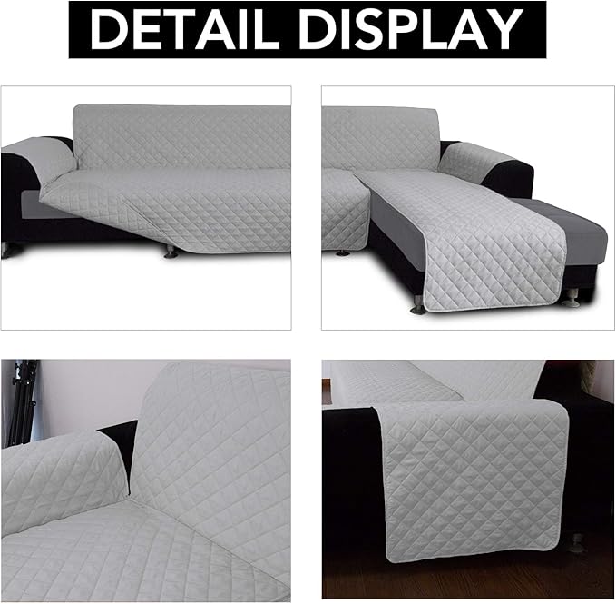 Easy-Going L Shape Sofa Slipcover - Reversible Couch Cover - Furniture Protector for Pets - Small, Light Gray
